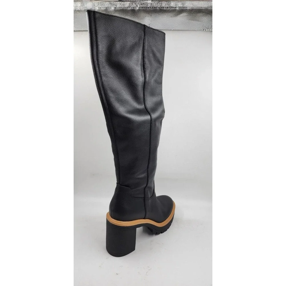 Dolce Vita Corry H2O Tall Leather Knee-High Boots Women's 8 Onyx Leather Zip - Picture 11 of 15